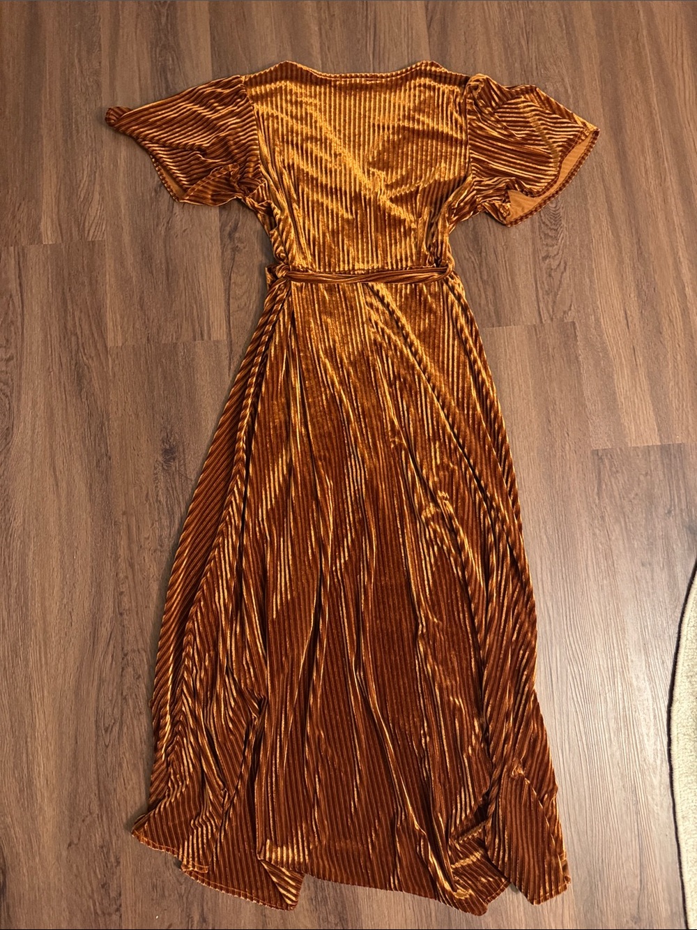 Rust Velvet Wrap High-Low Dress - Picture 3 of 4